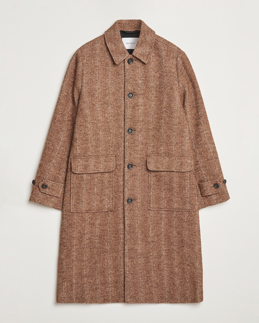 Herre | Jakker | LES DEUX | Maximilian Herringbone Coat Coffe Brown