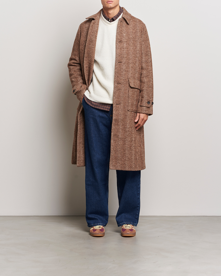 Herre | Jakker | LES DEUX | Maximilian Herringbone Coat Coffe Brown