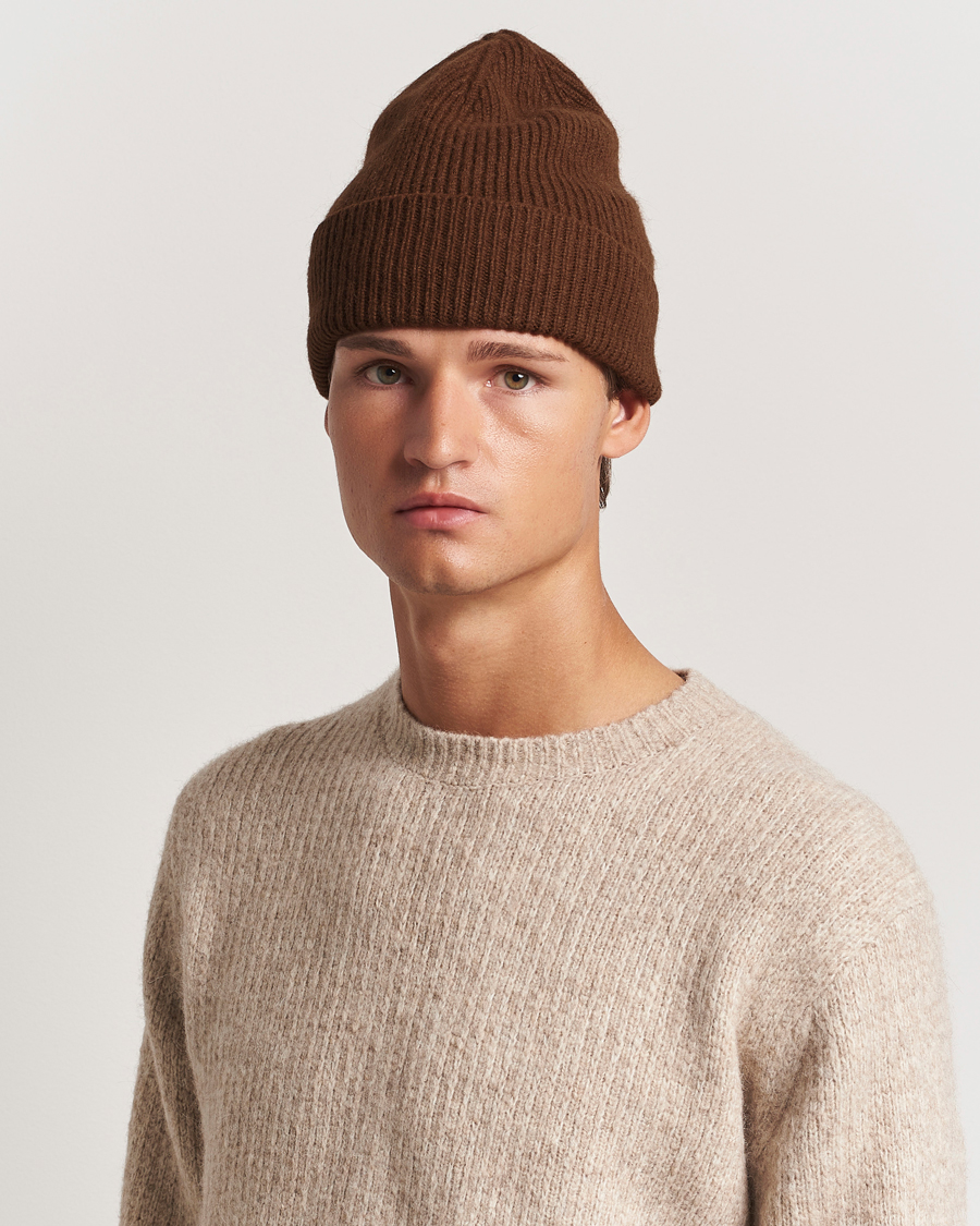 Herre | Luer | Le Bonnet | Lambswool/Caregora Beanie Walnut