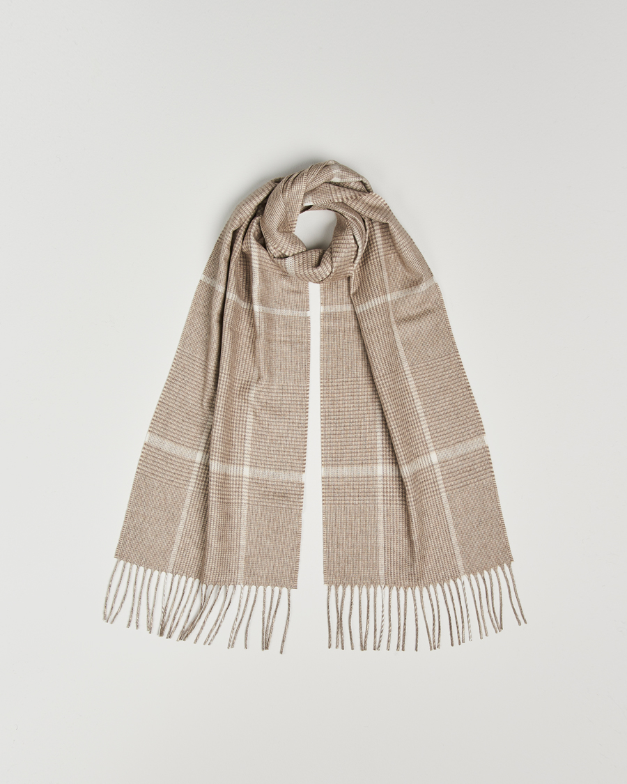 Herre | Piacenza Cashmere Cashmere/Silk Overcheck Scarf Beige | Piacenza Cashmere | Cashmere/Silk Overcheck Scarf Beige