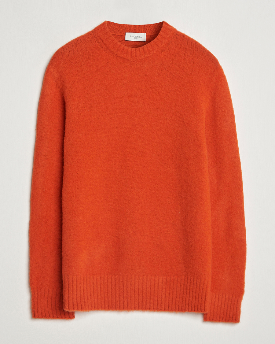 Herre | Gensere | Piacenza Cashmere | Brushed Wool Crew Neck Orange
