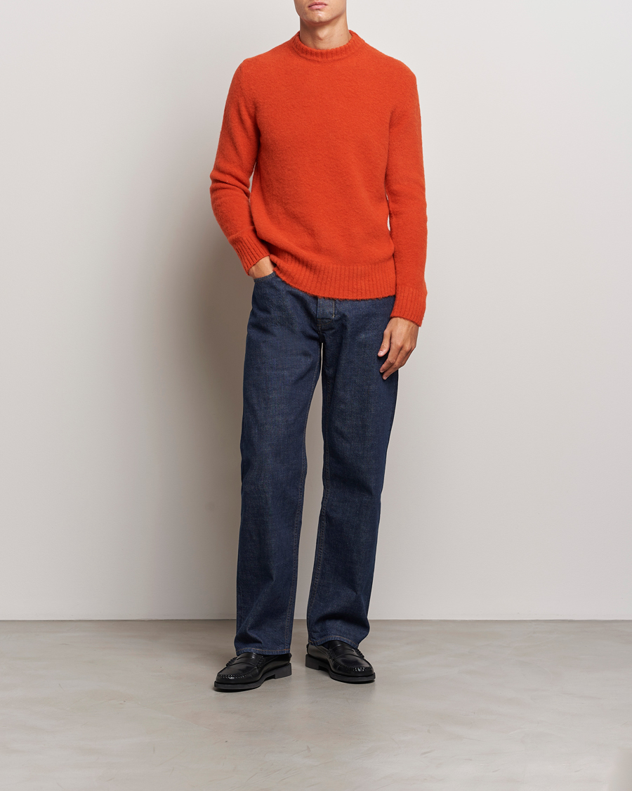Herre | Gensere | Piacenza Cashmere | Brushed Wool Crew Neck Orange
