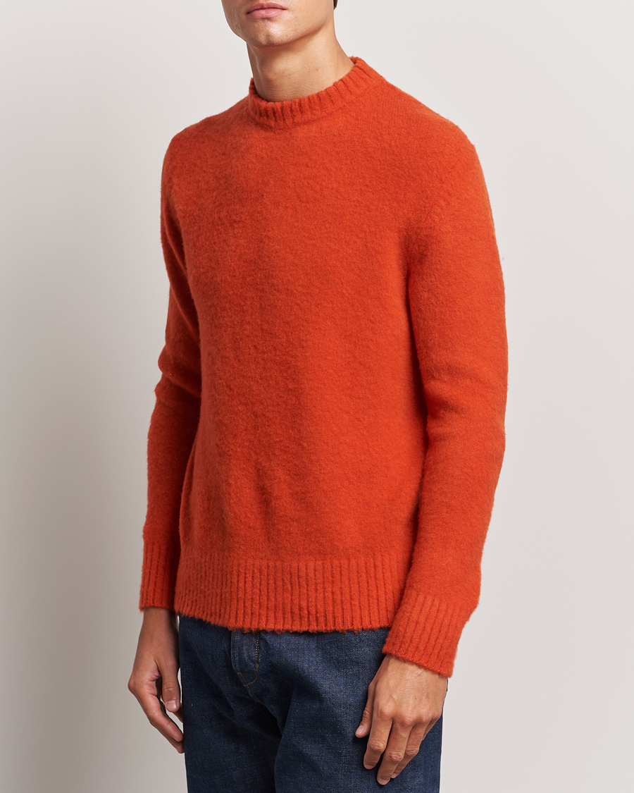 Herre | Gensere | Piacenza Cashmere | Brushed Wool Crew Neck Orange