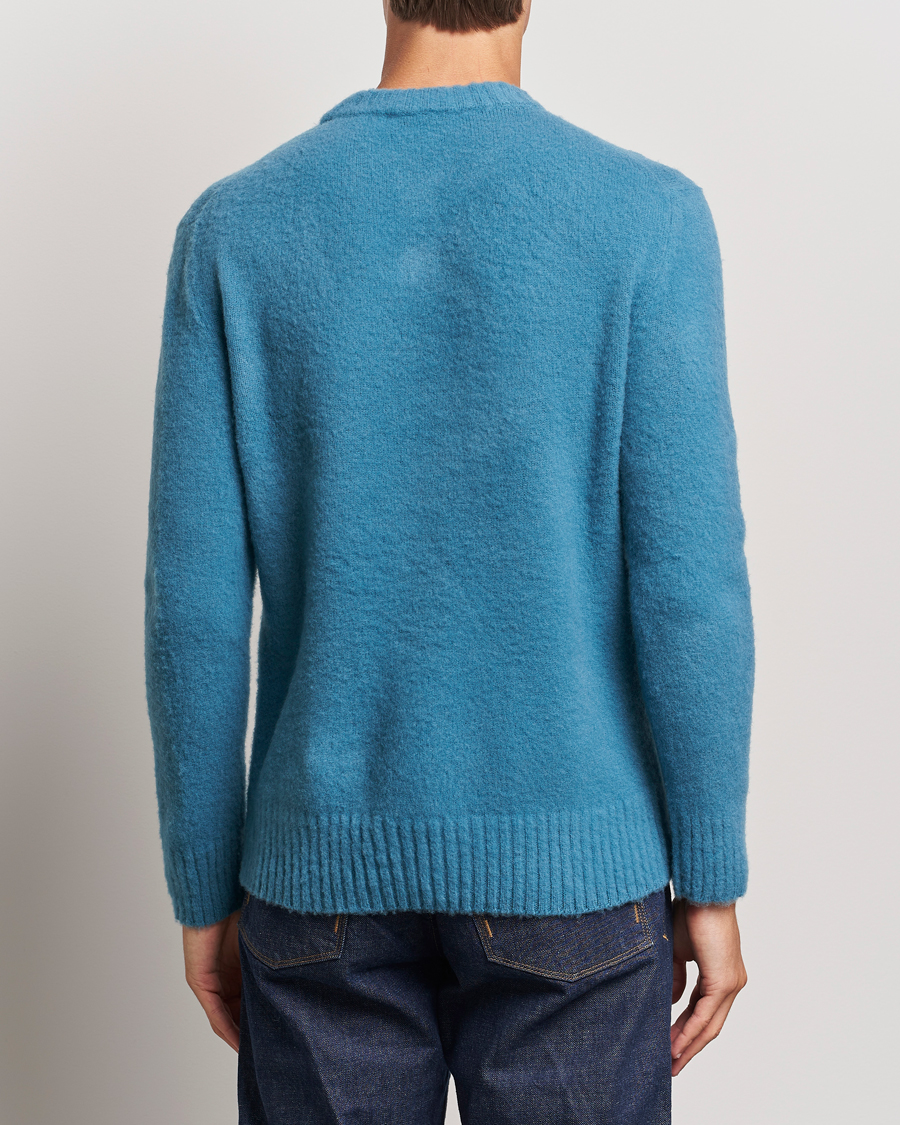 Herre | Gensere | Piacenza Cashmere | Brushed Wool Crew Neck Sky Blue