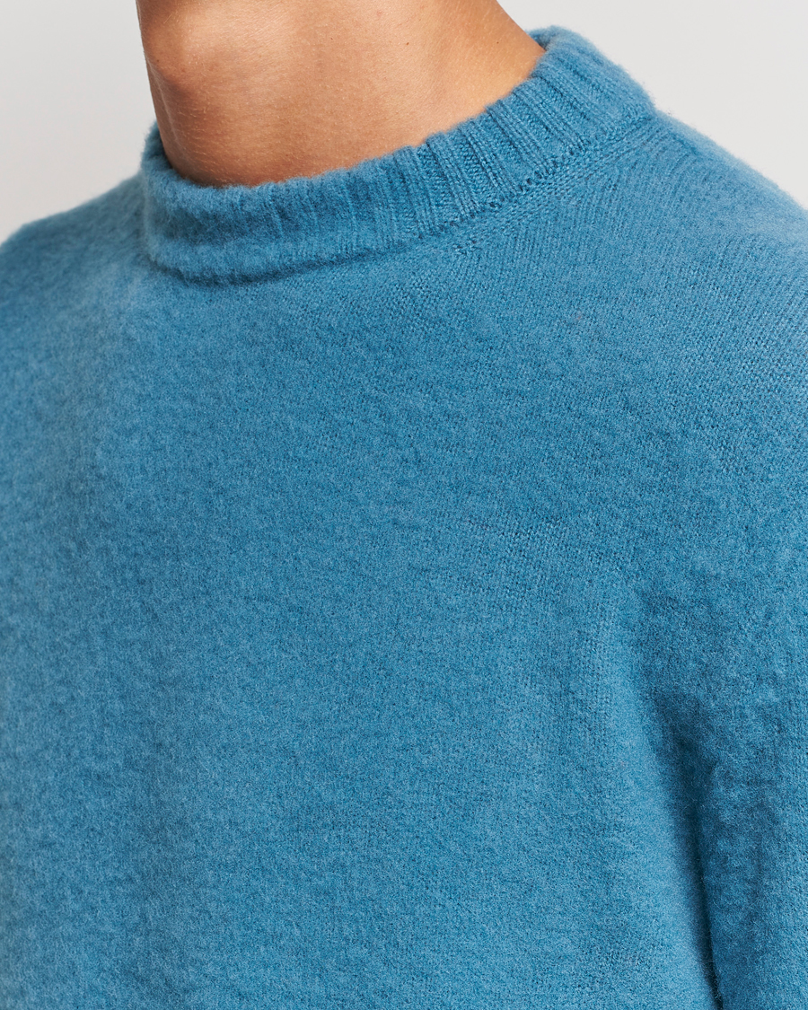 Herre | Gensere | Piacenza Cashmere | Brushed Wool Crew Neck Sky Blue