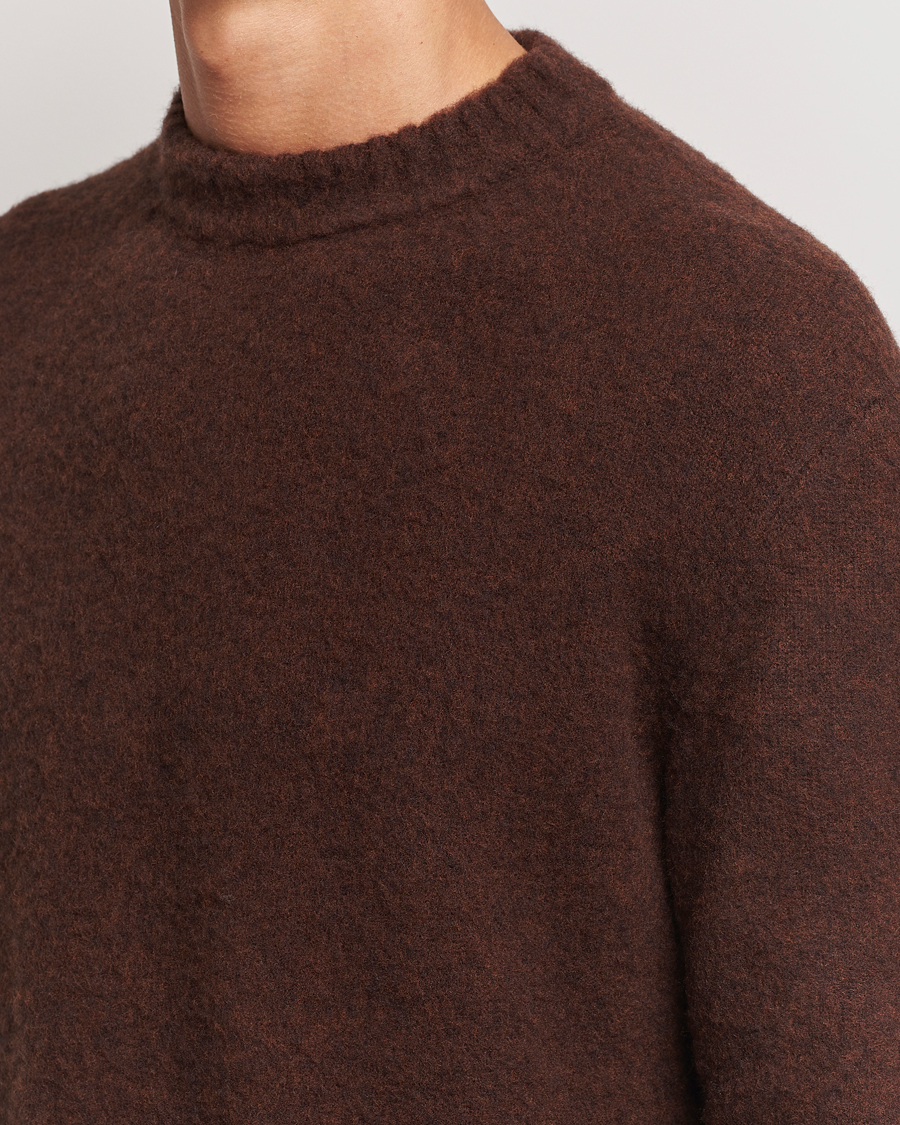 Herre | Gensere | Piacenza Cashmere | Brushed Wool Crew Neck Dark Brown