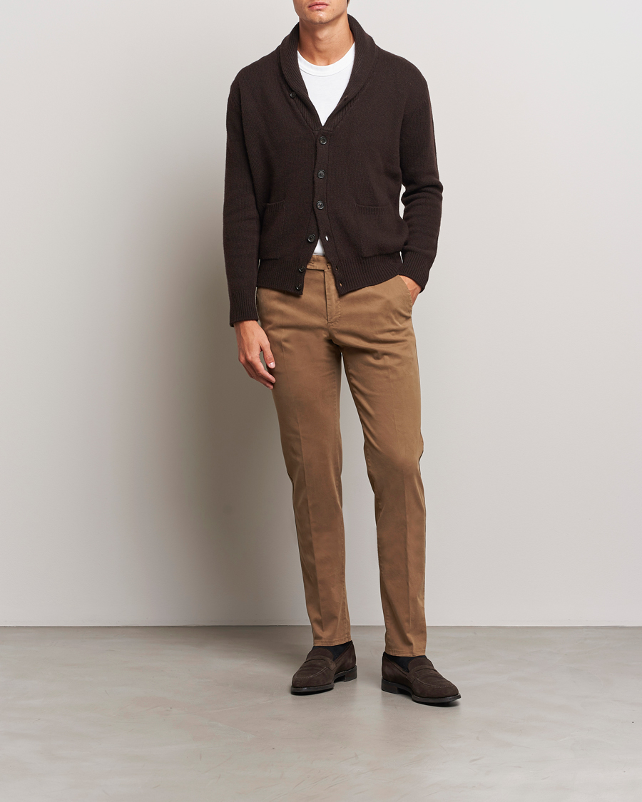 Herre | Bukser | PT01 | Slim Fit Pleated Cotton Trousers Brown