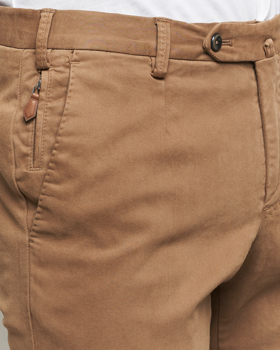 Herre | Bukser | PT01 | Slim Fit Pleated Cotton Trousers Brown