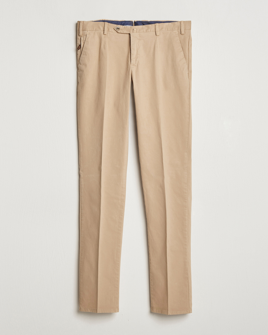 Herre | Bukser | PT01 | Slim Fit Pleated Cotton Trousers Beige