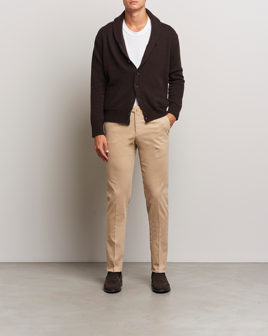 Herre | Bukser | PT01 | Slim Fit Pleated Cotton Trousers Beige