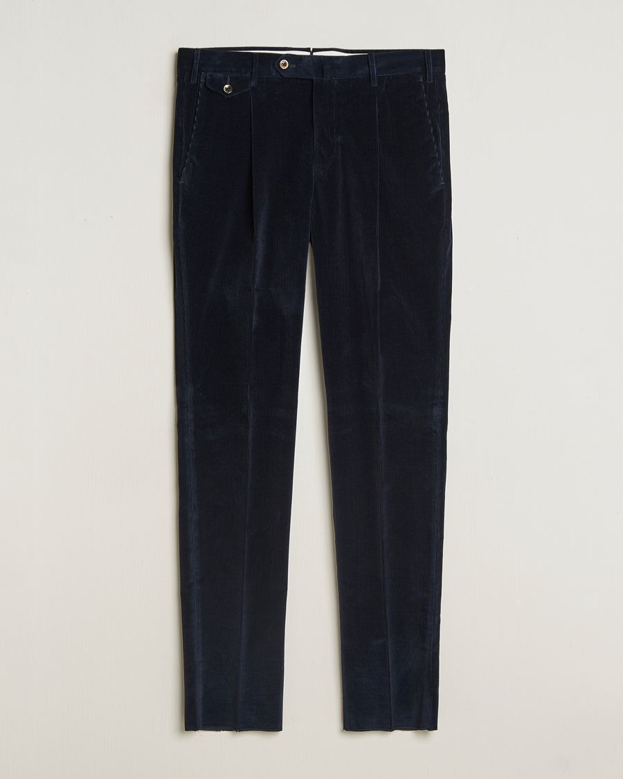 Herre | Bukser | PT01 | Slim Fit Corduroy Trousers Navy