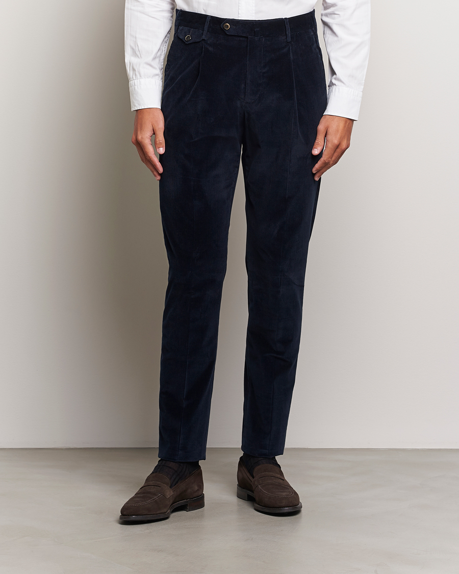 Herre | Bukser | PT01 | Slim Fit Corduroy Trousers Navy