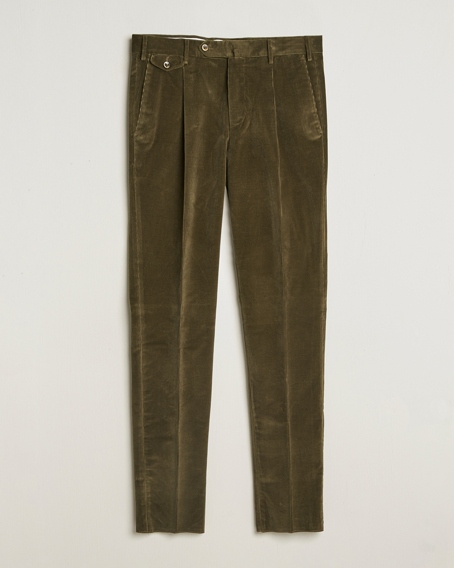 Herre | Bukser | PT01 | Slim Fit Corduroy Trousers Dark Green