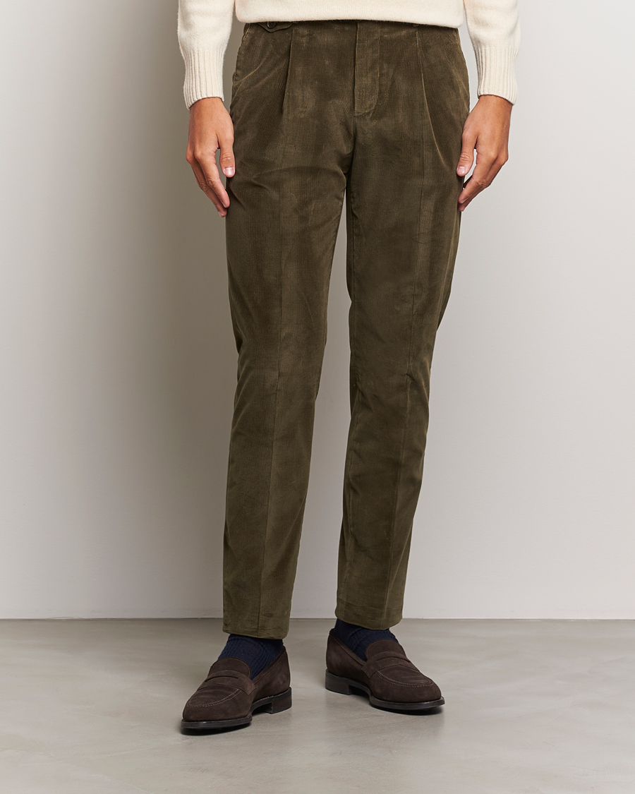 Herre | Bukser | PT01 | Slim Fit Corduroy Trousers Dark Green