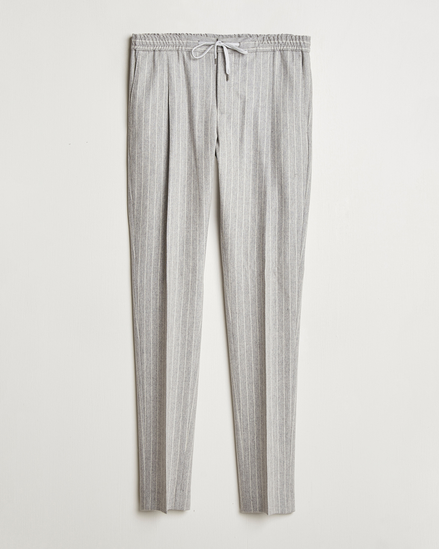 Herre | Bukser | PT01 | Slim Fit Wool/Cashmere Drawstring Trousers Light Grey