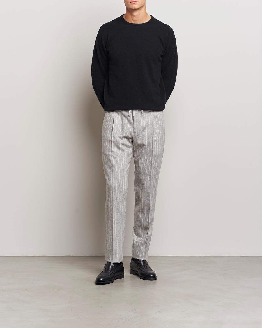 Herre | Bukser | PT01 | Slim Fit Wool/Cashmere Drawstring Trousers Light Grey