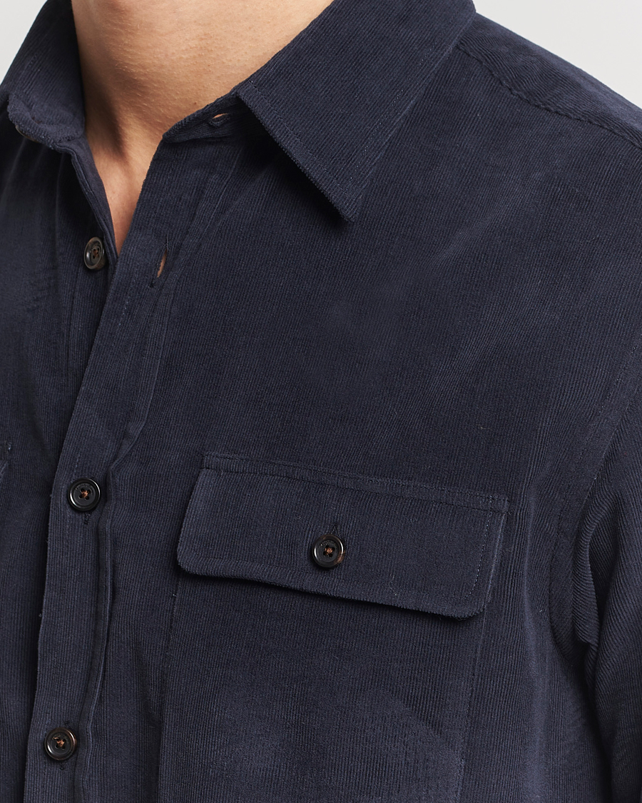 Herre | Skjorter | Ralph Lauren Purple Label | Cotton/Cashmere Corduroy Overshirt Navy