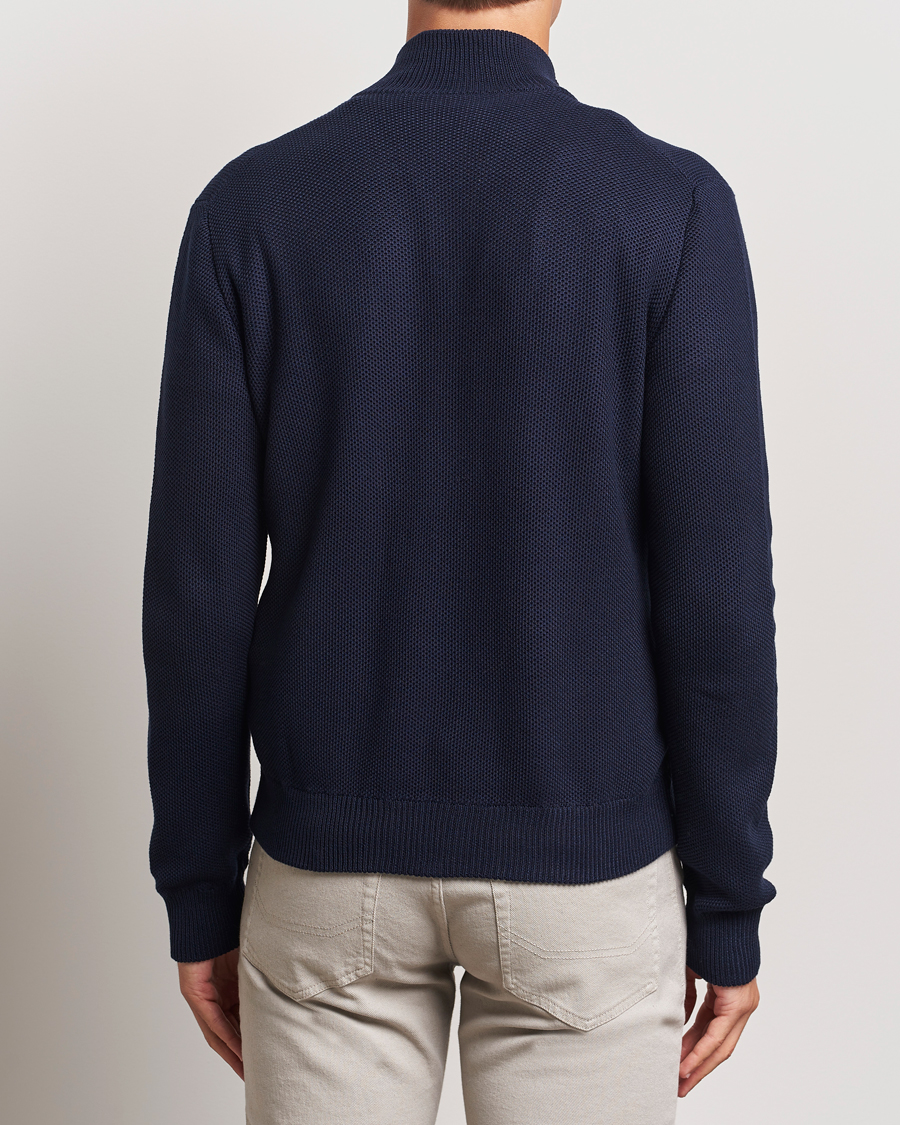 Herre | Gensere | Ralph Lauren Purple Label | Cotton/Silk Full Zip Sweater Navy
