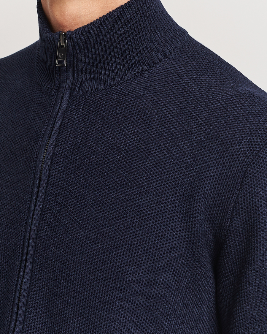 Herre | Gensere | Ralph Lauren Purple Label | Cotton/Silk Full Zip Sweater Navy