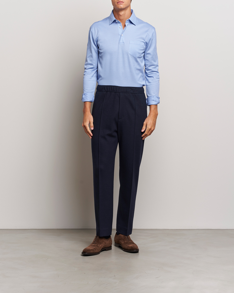 Herre | Gensere | Ralph Lauren Purple Label | Long Sleeve Polo Light Blue