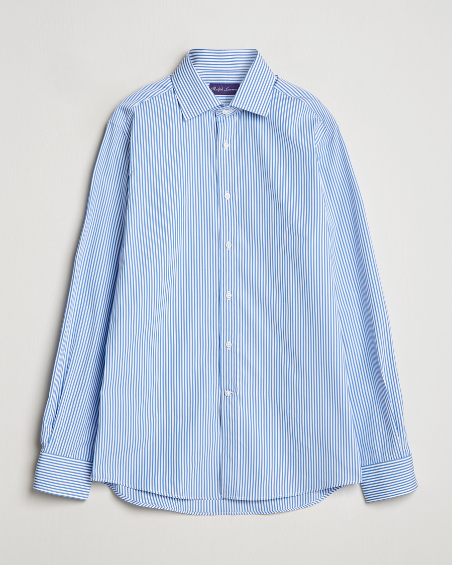 Herre | Skjorter | Ralph Lauren Purple Label | Pop Stripe Cotton Shirt Light Blue