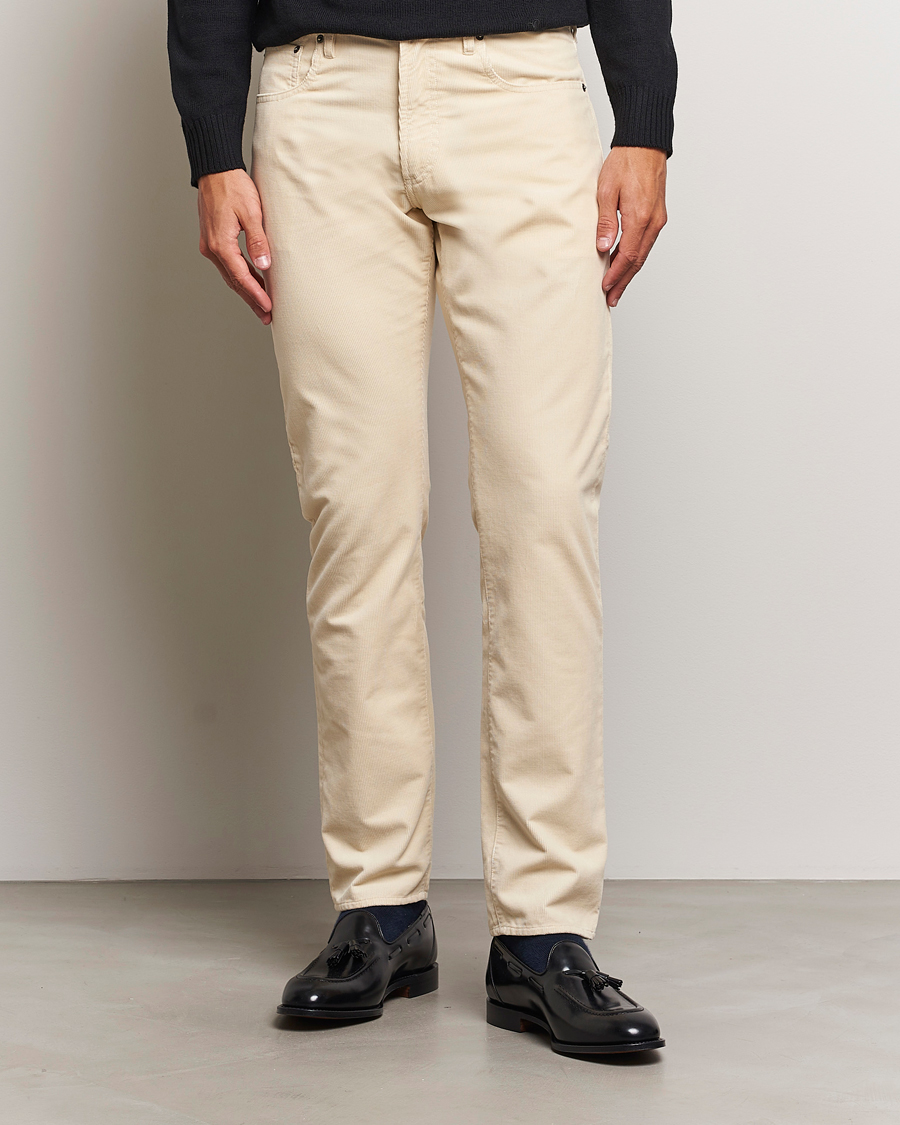 Herre | Bukser | Ralph Lauren Purple Label | Slim Fit 5-Pocket Corduroy Pants Cream