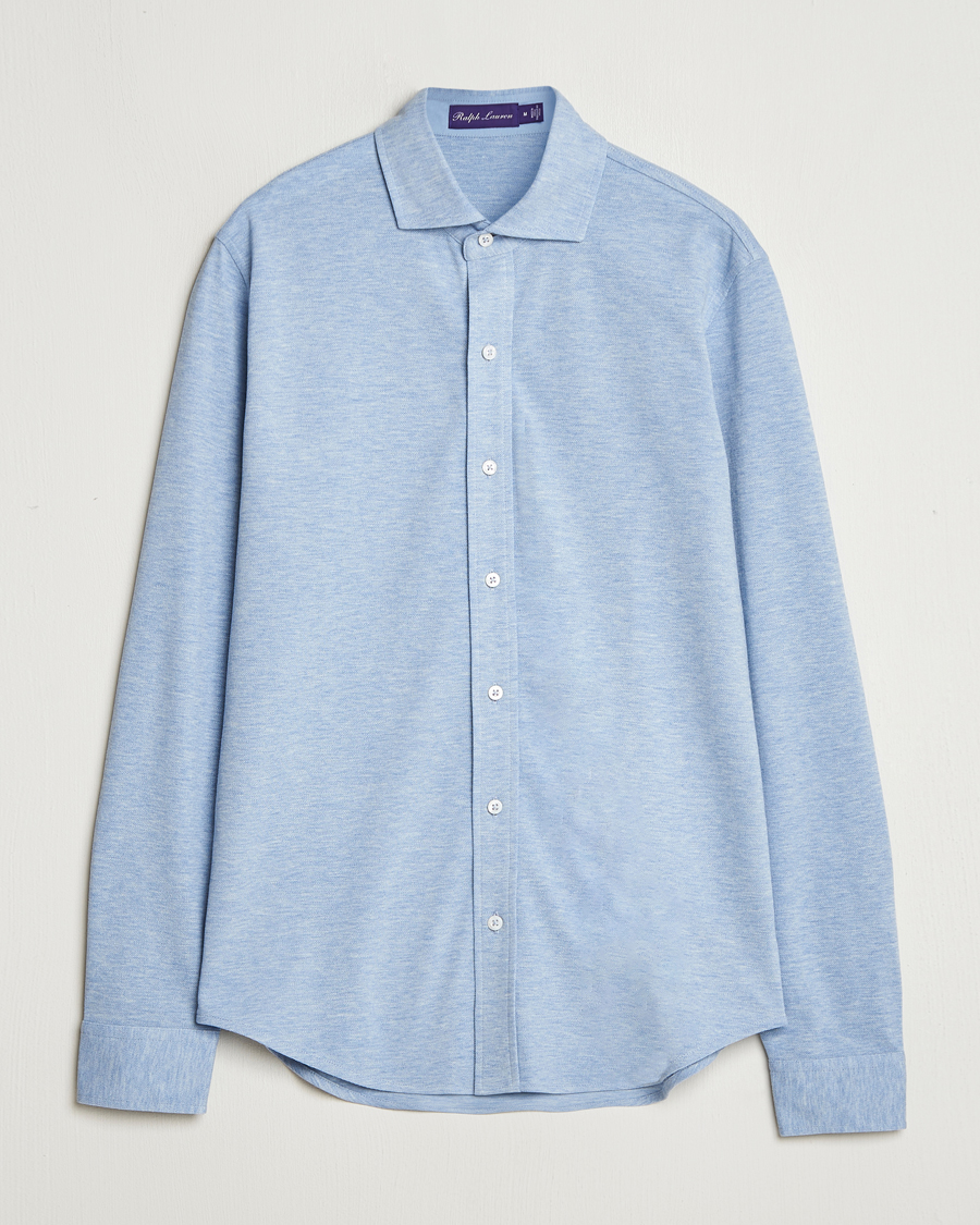 Herre | Skjorter | Ralph Lauren Purple Label | Cotton Piquet Shirt Light Blue