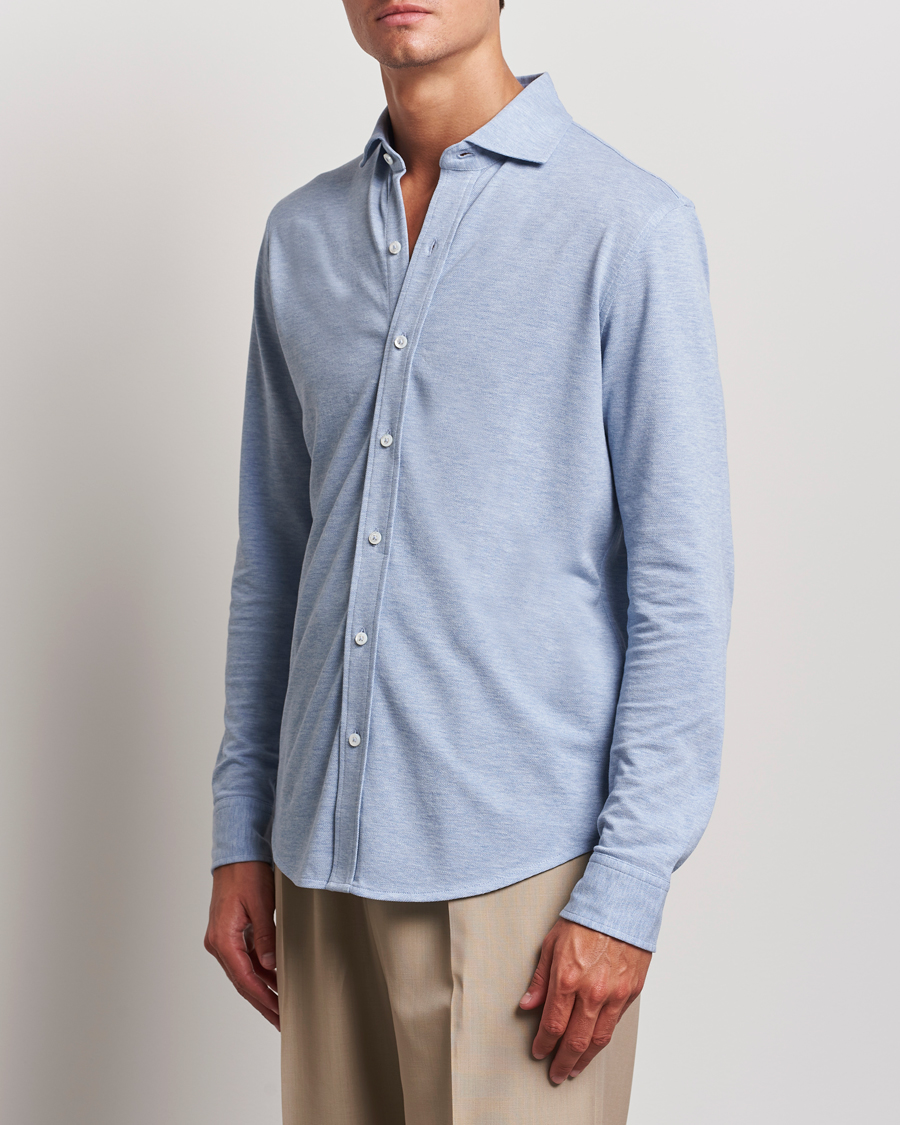 Herre | Skjorter | Ralph Lauren Purple Label | Cotton Piquet Shirt Light Blue