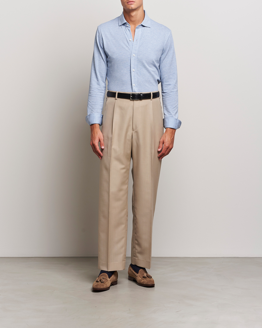 Herre | Skjorter | Ralph Lauren Purple Label | Cotton Piquet Shirt Light Blue