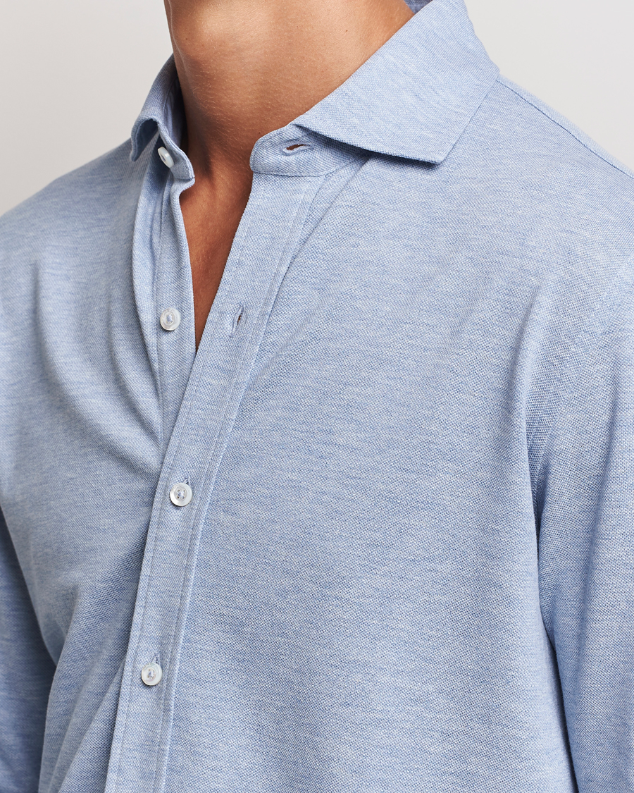 Herre | Skjorter | Ralph Lauren Purple Label | Cotton Piquet Shirt Light Blue
