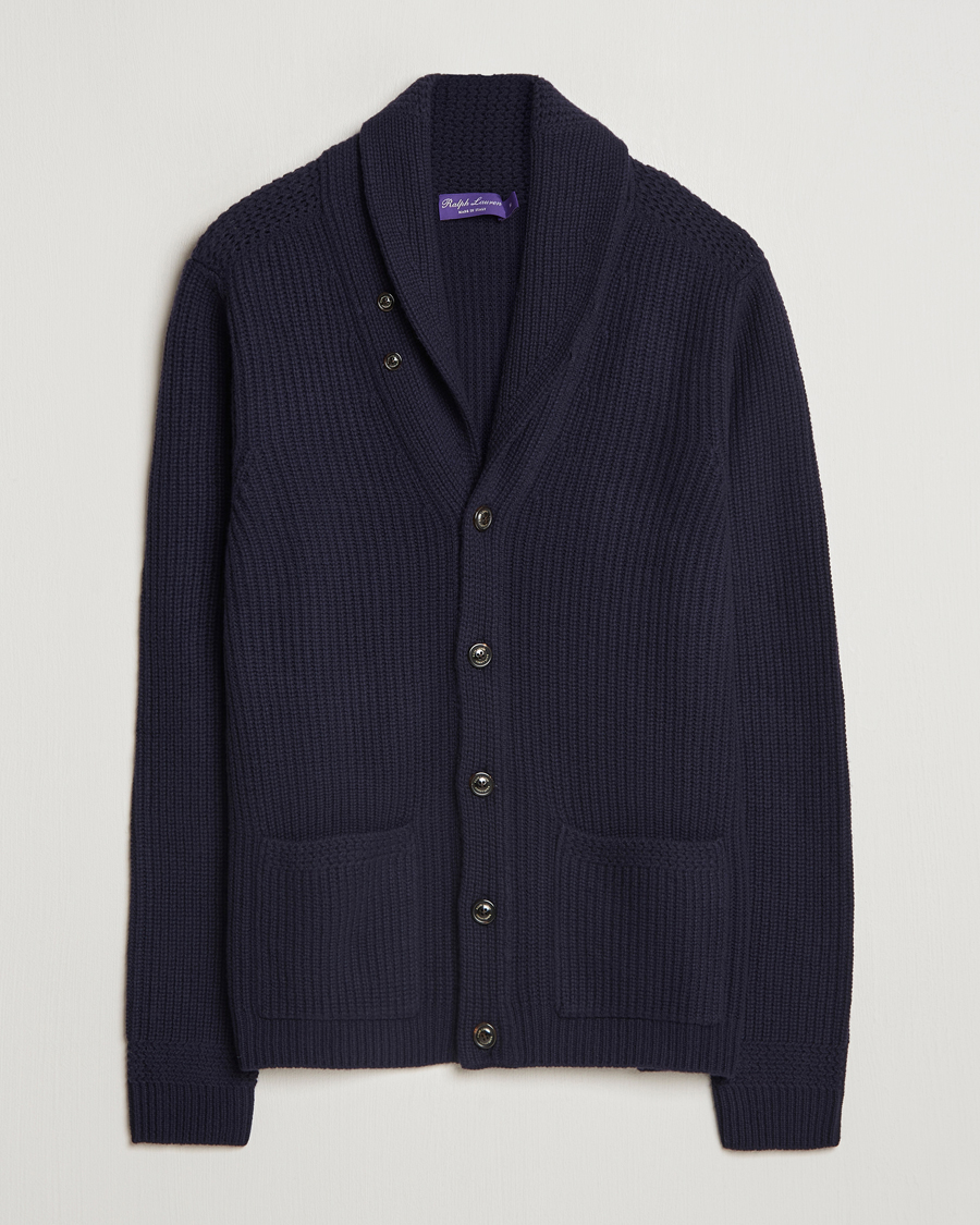 Herre | Gensere | Ralph Lauren Purple Label | Cashmere Shawl Cardigan Navy