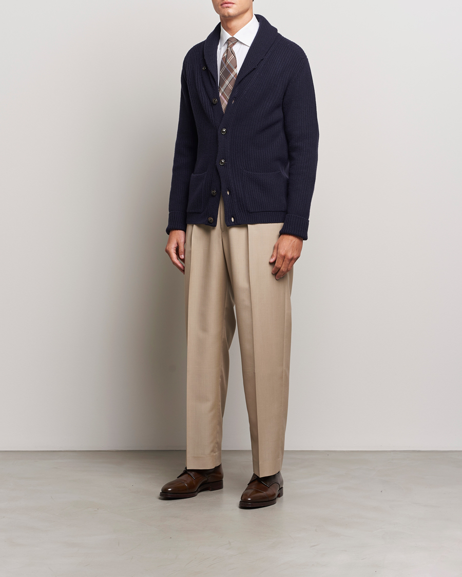 Herre | Gensere | Ralph Lauren Purple Label | Cashmere Shawl Cardigan Navy