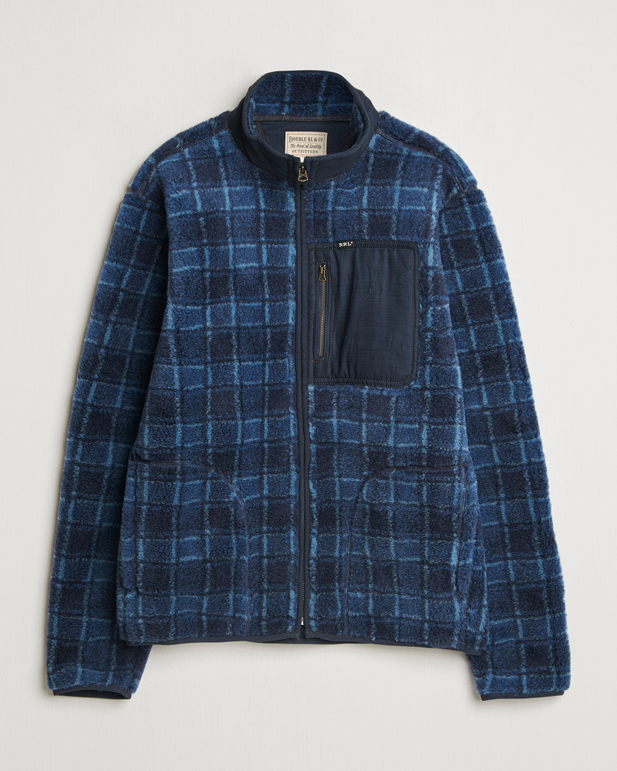 Herre | Gensere | RRL | Gabe Fleece Full Zip Navy Plaid