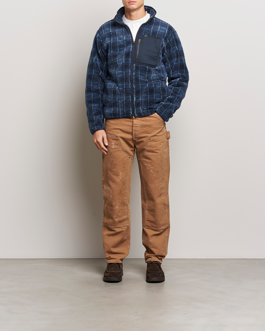 Herre | Gensere | RRL | Gabe Fleece Full Zip Navy Plaid