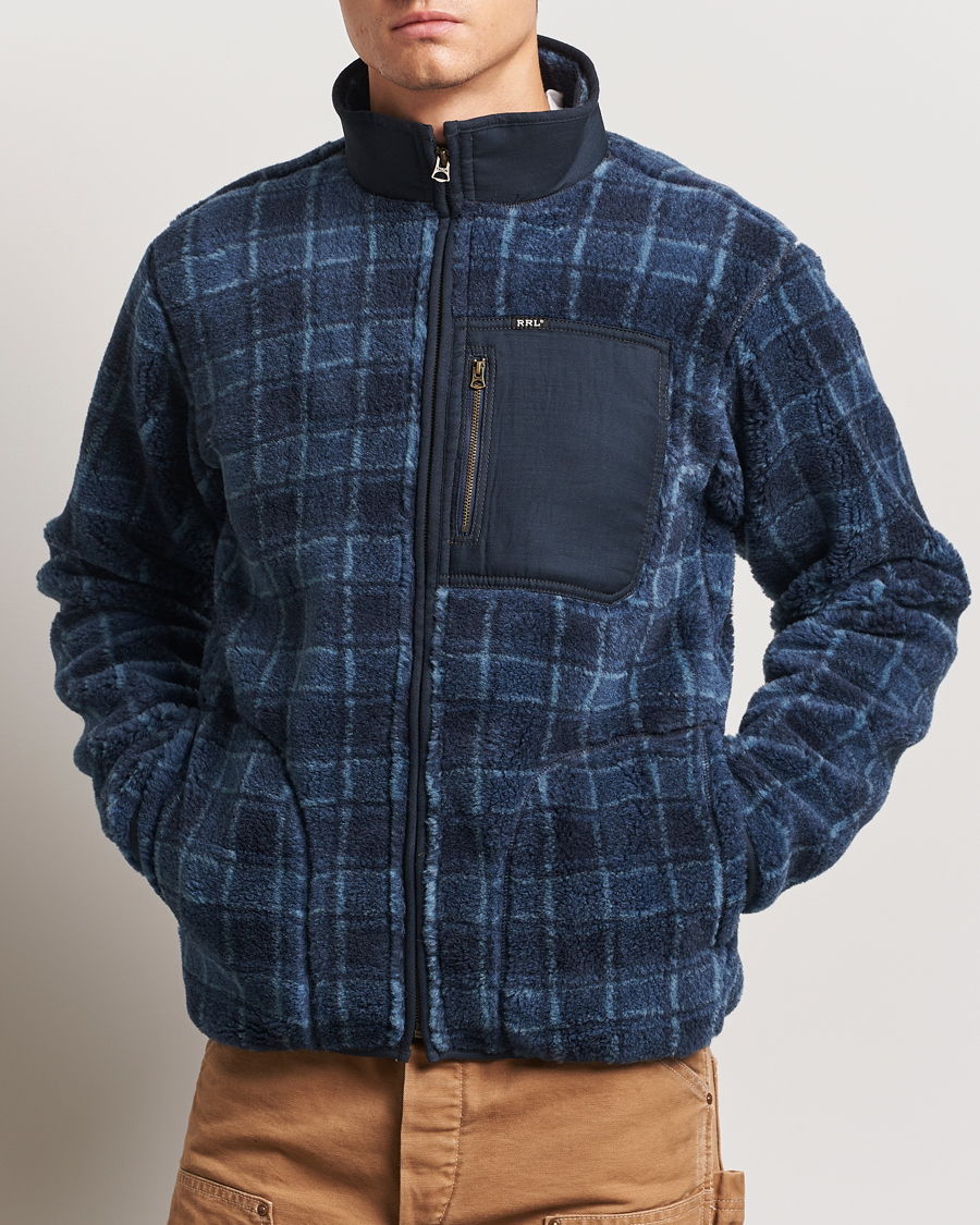 Herre | Gensere | RRL | Gabe Fleece Full Zip Navy Plaid