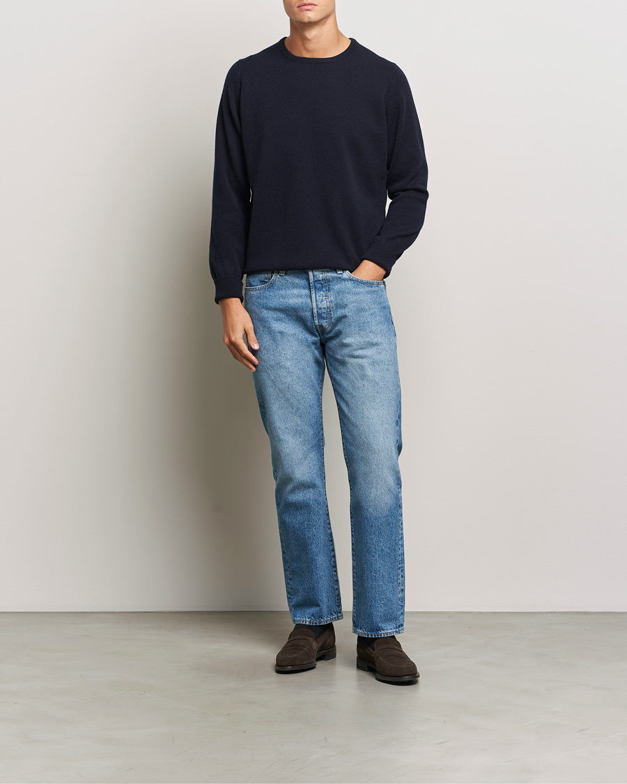 Herre | Gensere | William Lockie | Rob Lambswool Crewneck Navy