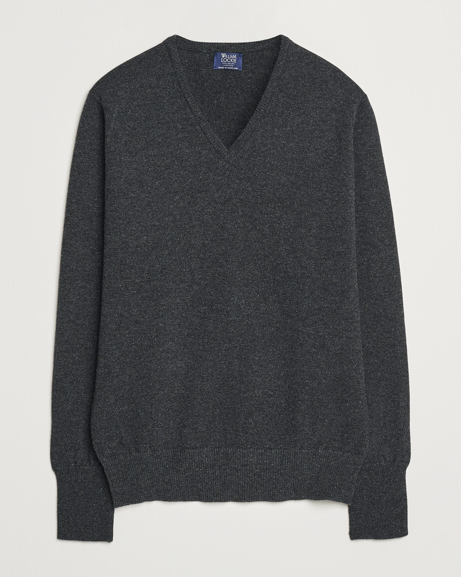 Herre | Gensere | William Lockie | Rob Lambswool V-Neck Charcoal