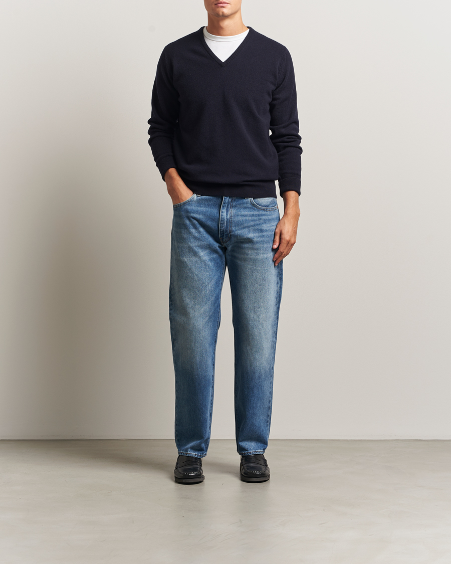 Herre | Gensere | William Lockie | Rob Lambswool V-Neck Navy