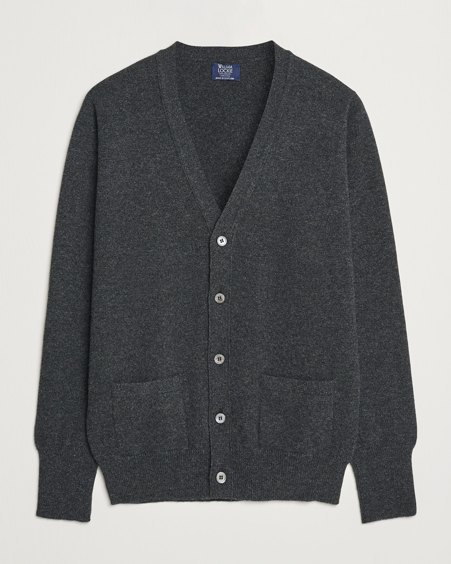 Herre | Gensere | William Lockie | Rob Lambswool Cardigan Charcoal