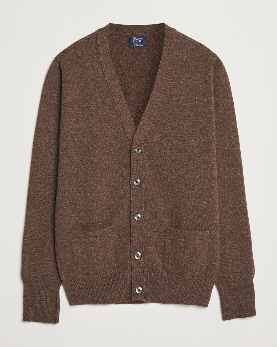 Herre | Gensere | William Lockie | Rob Lambswool Cardigan Mocha