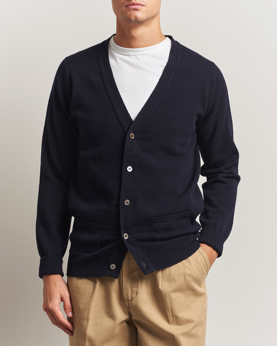 Herre | Gensere | William Lockie | Rob Lambswool Cardigan Navy