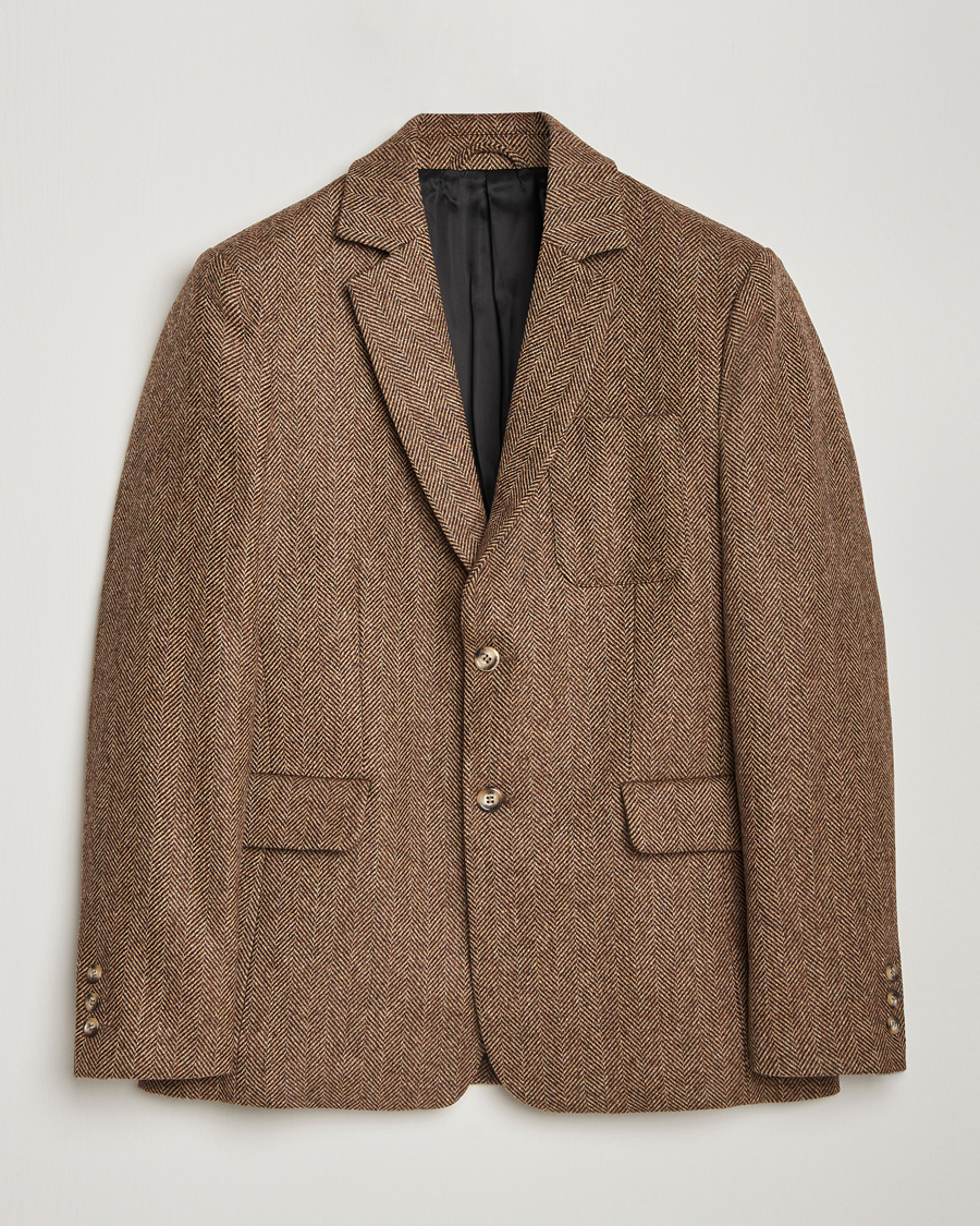 Herre | Dressjakker | Palmes | Blaze Herringbone Wool Sport Coat Brown