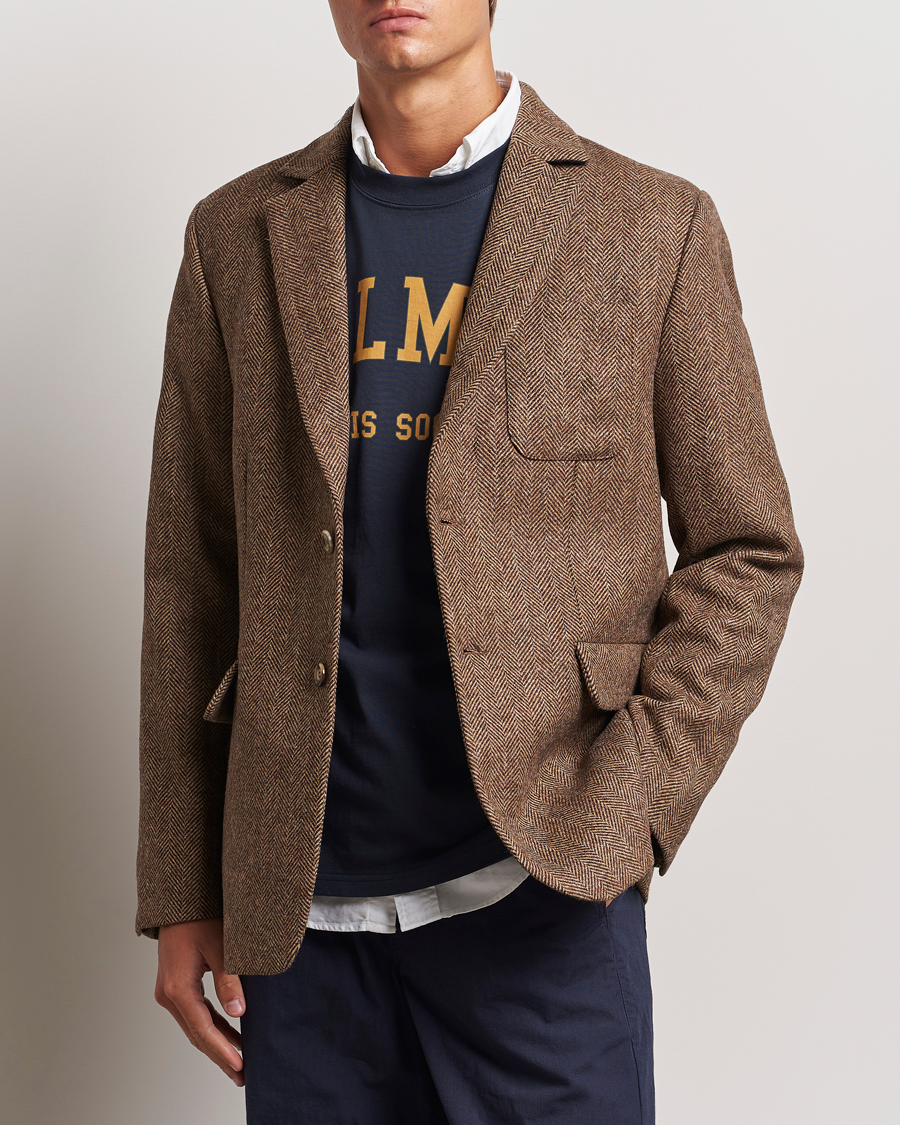 Herre | Dressjakker | Palmes | Blaze Herringbone Wool Sport Coat Brown