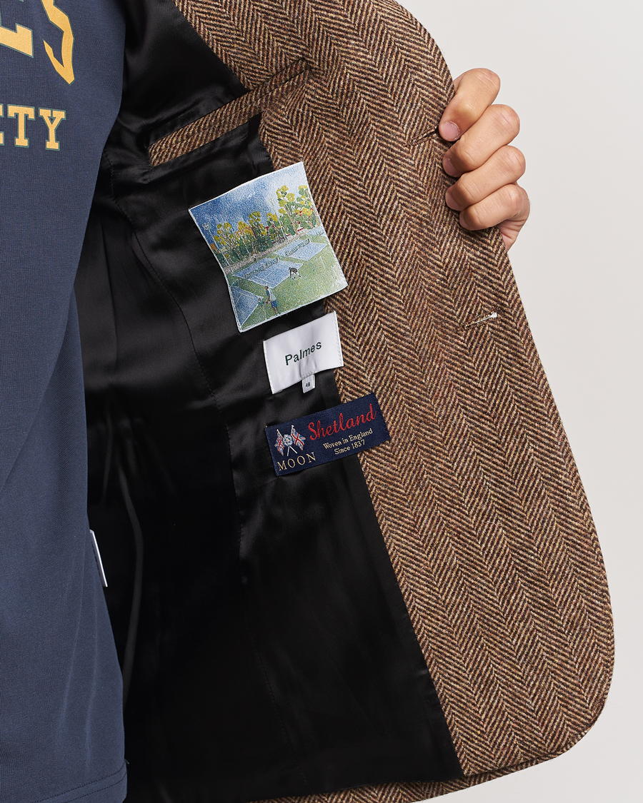 Herre | Dressjakker | Palmes | Blaze Herringbone Wool Sport Coat Brown