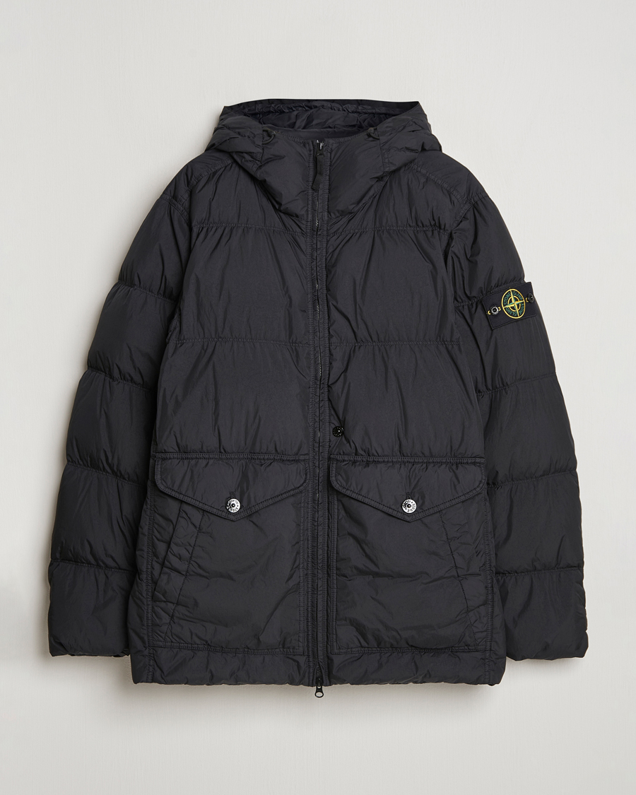 Herre | Jakker | Stone Island | Garment Dyed Recycled Nylon Down Hooded Jacket Black