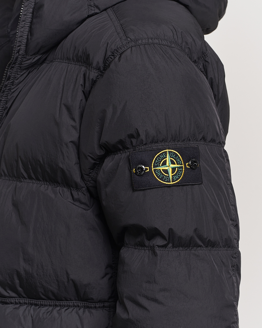 Herre | Jakker | Stone Island | Garment Dyed Recycled Nylon Down Hooded Jacket Black
