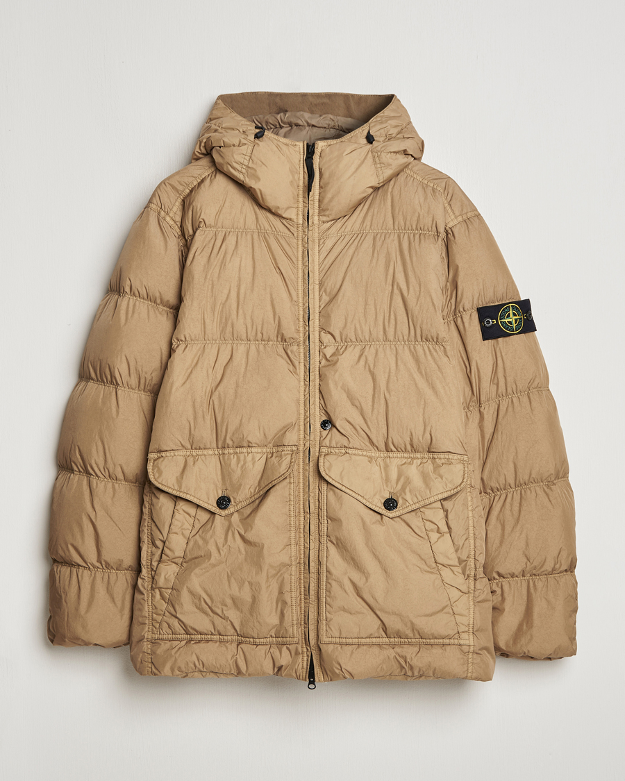 Herre | Jakker | Stone Island | Garment Dyed Recycled Nylon Down Hooded Jacket Biscuit