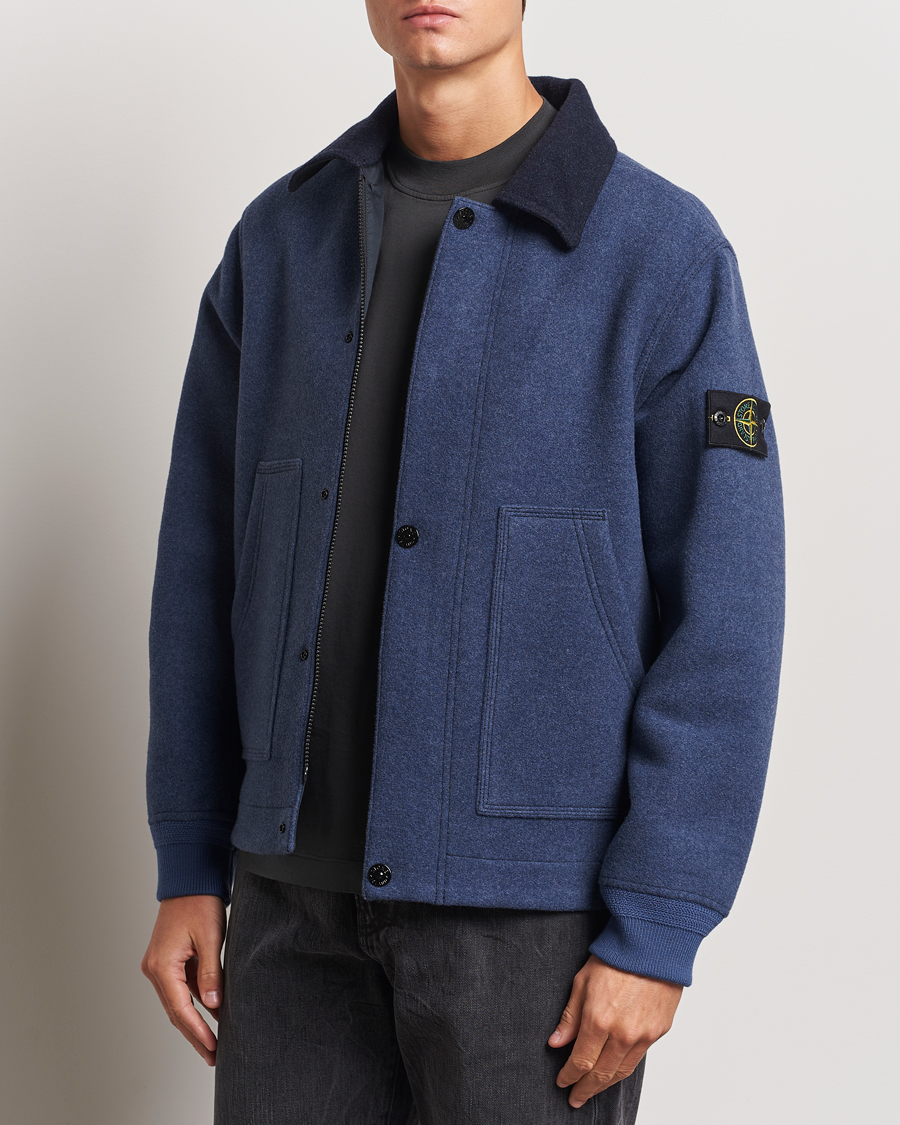 Herre | Jakker | Stone Island | Panno Speciale Wool Nylon Jacket Royal Blue