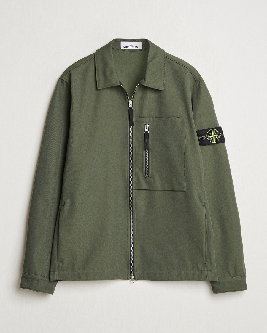 Herre | Skjorter | Stone Island | Cotton Nylon Zip Overshirt Musk