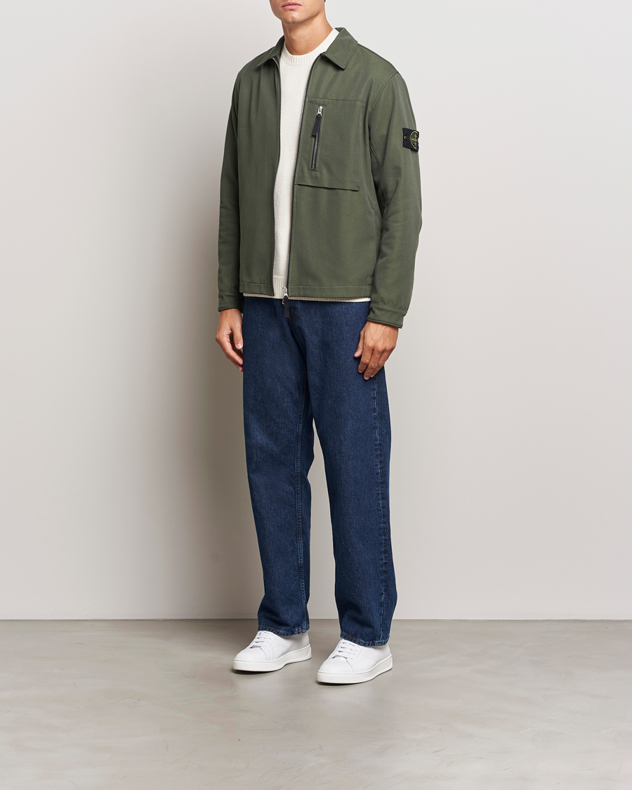 Herre | Skjorter | Stone Island | Cotton Nylon Zip Overshirt Musk